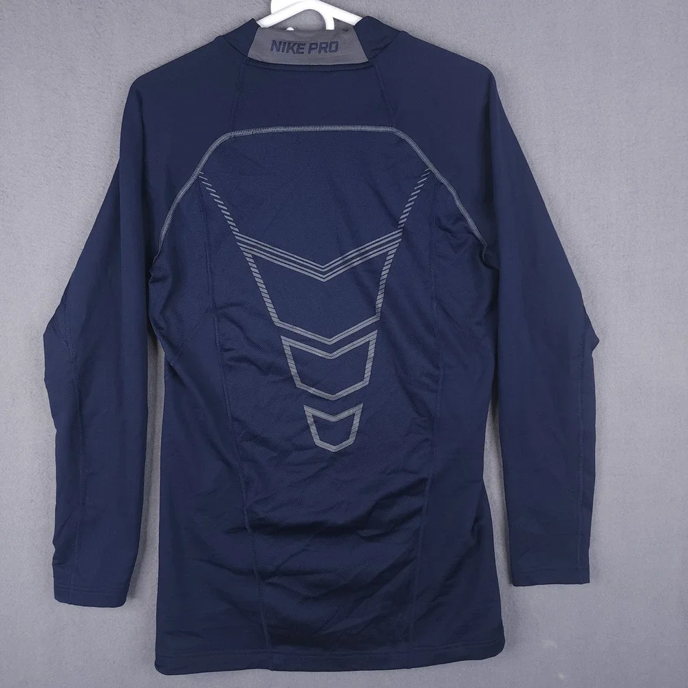 Nike Pro Compression Shirt Mens XL‎ Navy Blue Mock Neck Long Sleeve Gym